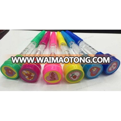 children's toy with bubbles and stamp blowing bubble pen